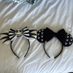 Velvet Mickey beaded and glitter jack skellington Headbands ear. Women &kids NWO